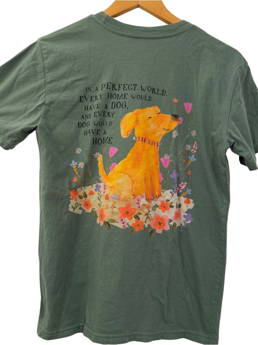 Natural Life women’s Graphic Dog TShirt Green Floral Puppy Quote Tee Size Small - Picture 3 of 7